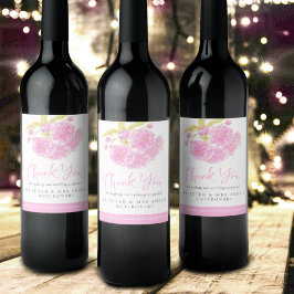 Rótulos de vinho personalizado de casamento rosa