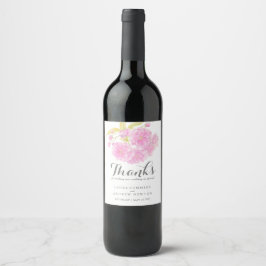 Rótulos de vinho personalizado de casamento rosa