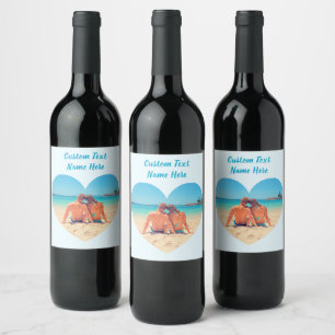 Rótulos de Vinho Personalizados com Texto e Foto C