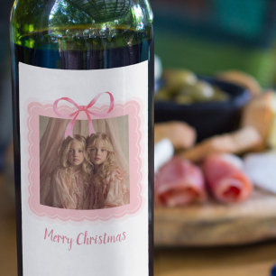 Rótulos de Vinho Personalizados de Natal com Foto