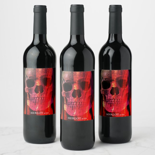 Rótulos De Vinho Personalizados Do Crânio Vermelho (Garrafas)