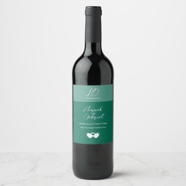 Rótulos de vinho personalizados esmeralda verde (Frente)