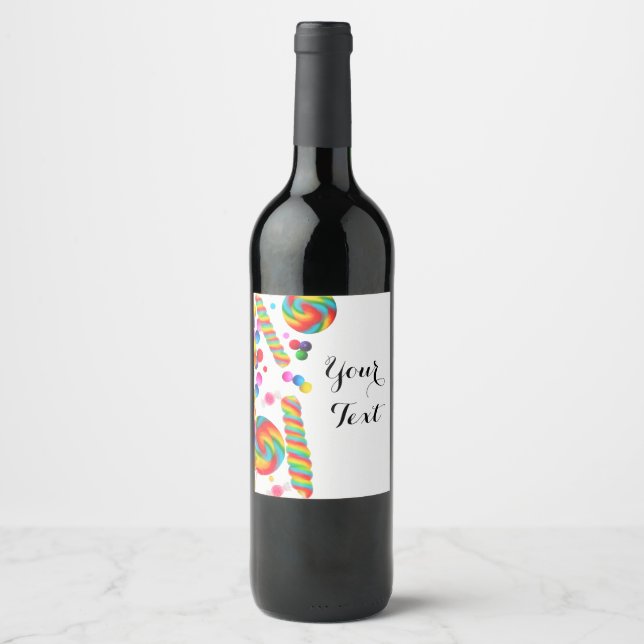 Rótulos de Vinho Personalizados Festa Doce Candy A (Frente)