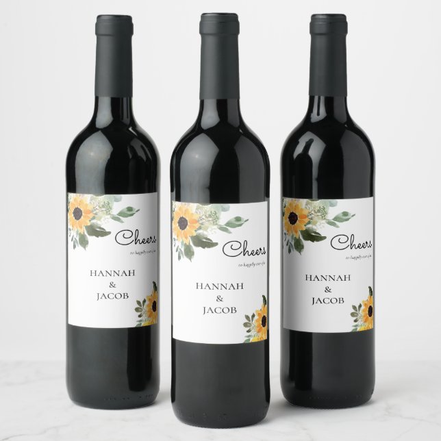 Rótulos de Vinho Rustic Sunflower (Garrafas)