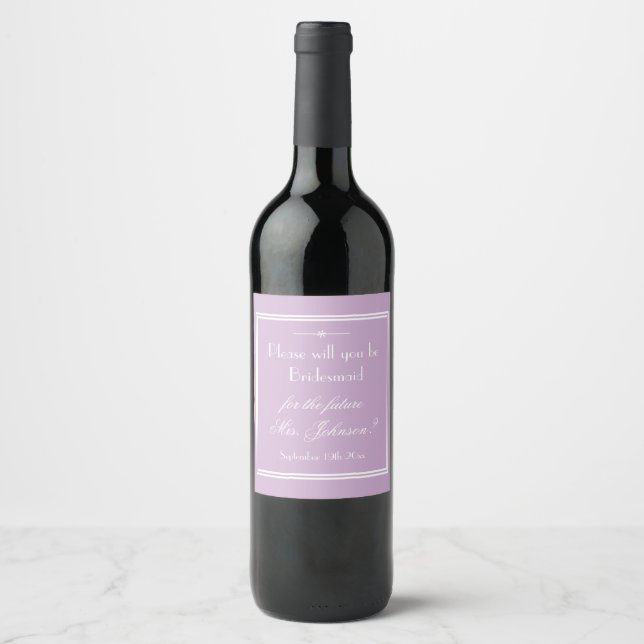 Rótulos de Vinho Simples Bege Rosa Você Será Minha (Frente)