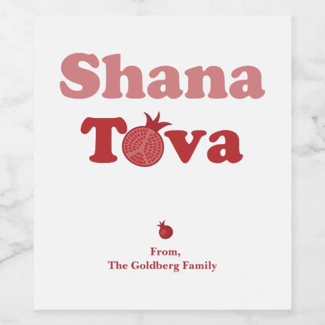 Rótulos de vinhos personalizados Shana Tova (Rótulo Único)