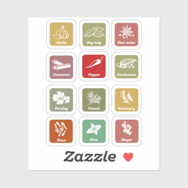 Rótulos Herb & Spice Jar para o seu adesivo de Pan (Folha)