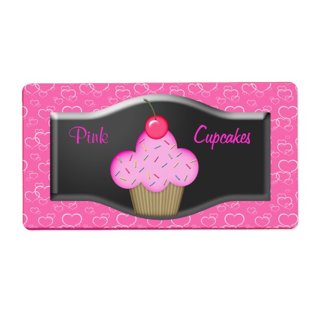 Rótulos Lindos Cupcakes Rosa Etiquetas (Frente)