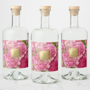 Rótulos Mini Garrafa Monograma Rosa e Verde Seduto
