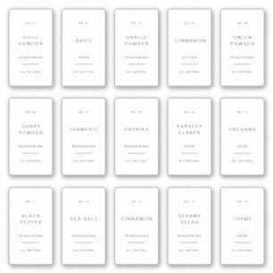 Rótulos Mínimos para Potes de Especiarias Adesivos