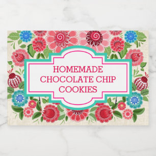 Rótulos Para Comida Biscoitos caseiros feitos sob encomenda florais