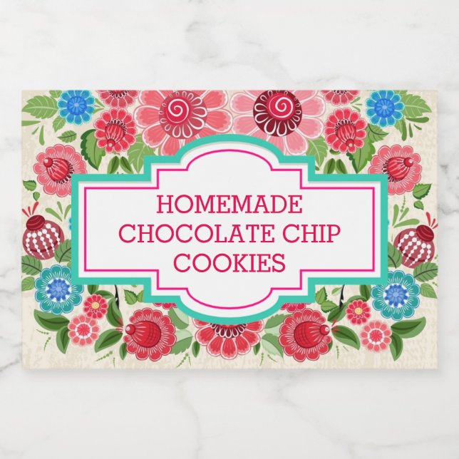 Rótulos Para Comida Biscoitos Caseiros Personalizados Florais Chic Ele (Rótulo Único)