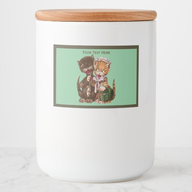 Rótulos Para Comida Gato de Diversão Dando Ratos ao Gato Masculino em  (Frente)