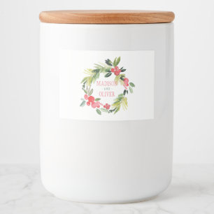Rótulos Para Comida Grinalda floral da aguarela do inverno que