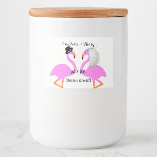 Rótulos Para Comida Noiva Flamingo Rosa e noivo Personalizados