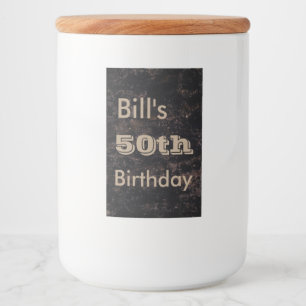 Rótulos Para Comida Personalize seu 50º aniversário preto e marrom