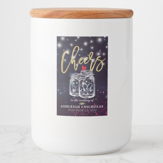 Rótulos Para Comida Saúde Às Luzes De Púrpura Do Bico De Casamento (Frente)