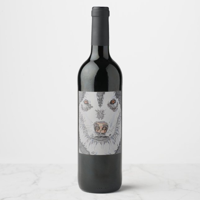 Rótulos para garrafas de vinho, cão rouco, cães-tr (Frente)