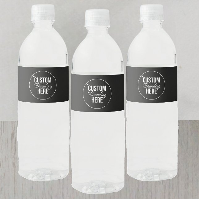 Rótulos Personalizados para Garrafas de Água Preta (logo black water bottle label)