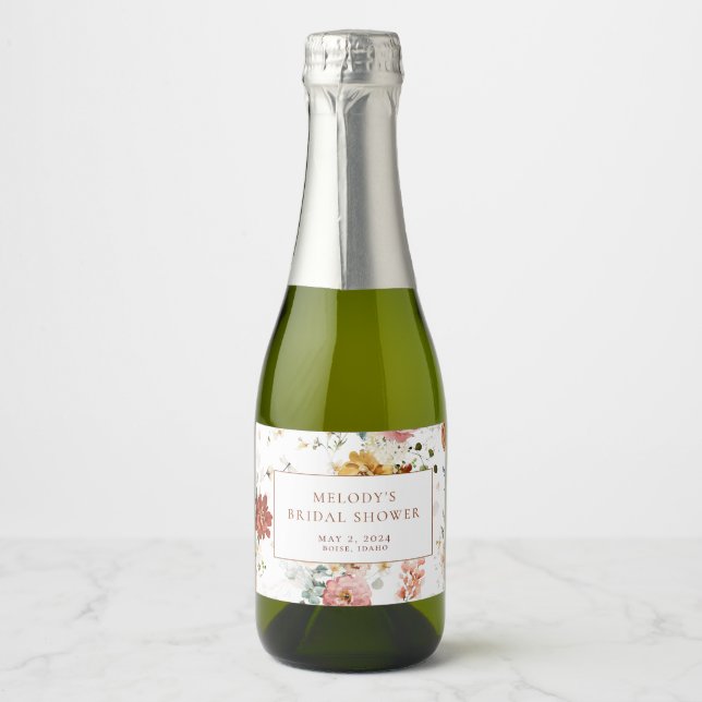 Rótulos Românticos De Mini Champagne Floral (Frente)