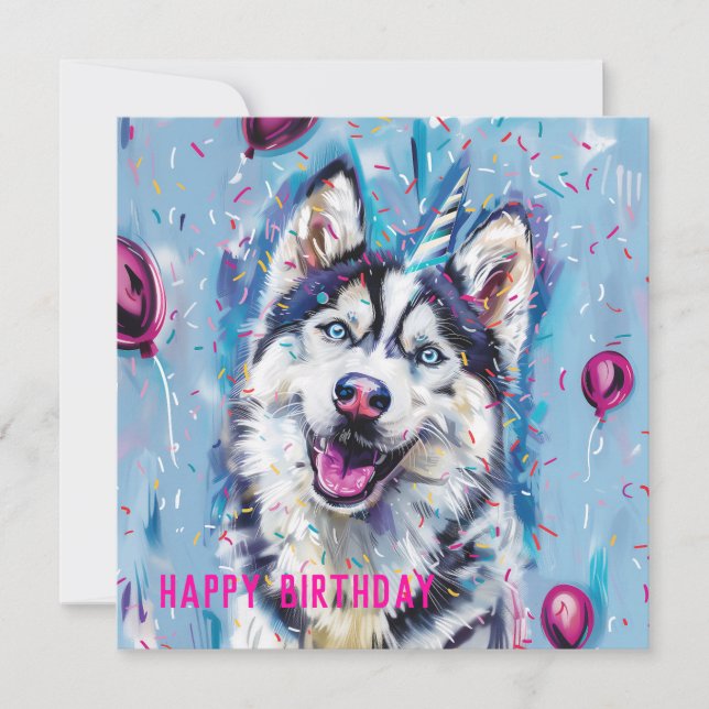 Rouco / Cartão de Aniversário Malamute (Frente)
