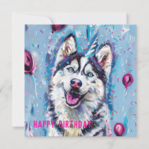 Rouco / Cartão de Aniversário Malamute