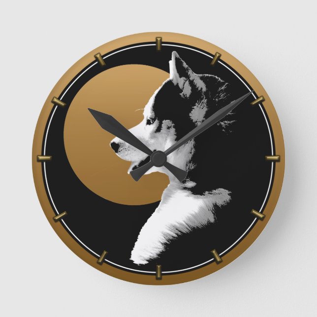 Rouco Pup Clock Oferece Relógio de Parede de Cães  (Frente)