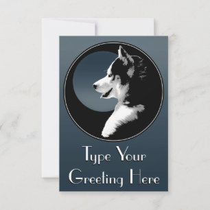 Roucos Convites Personalizados Siberian Husky Card