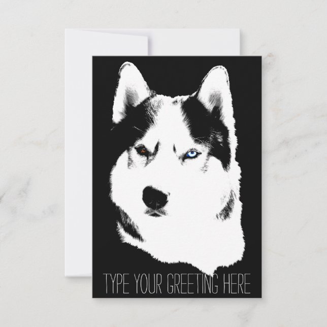 Roucos Convites Personalizados Siberian Husky Card (Frente)