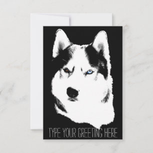 Roucos Convites Personalizados Siberian Husky Card