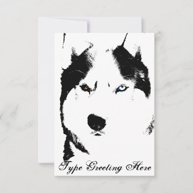Roucos Convites Personalizados Siberian Husky Card (Frente)
