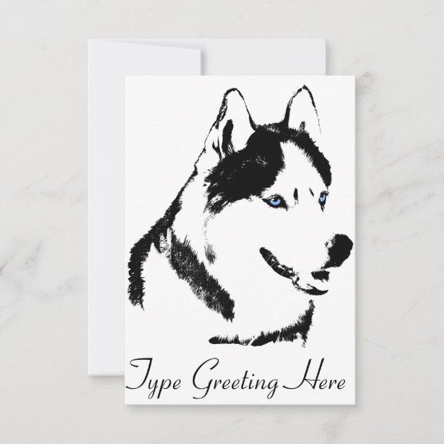 Roucos Convites Personalizados Siberian Husky Card (Frente)