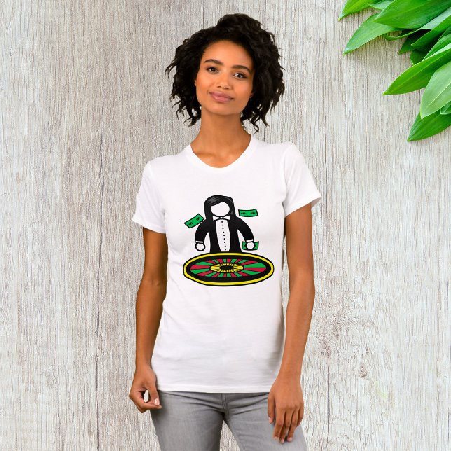 Roulette Dealer Casino Game Womens T-Shirt (Criador carregado)