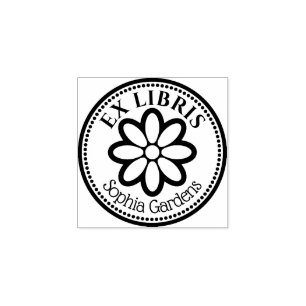 Round Ex Libris - 6 Carimbo De Borracha Da Flor Pe