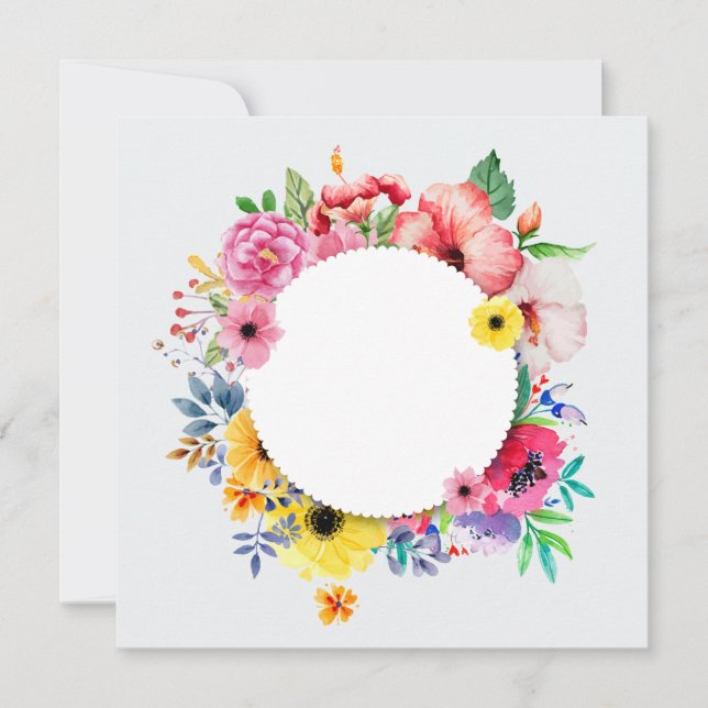 Round frame with colorful flowers (Frente)