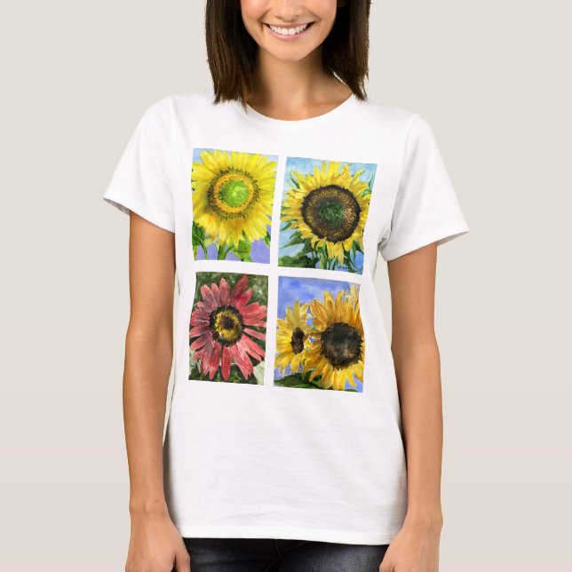 Roupa do t-shirt de cinco girassóis (Frente)