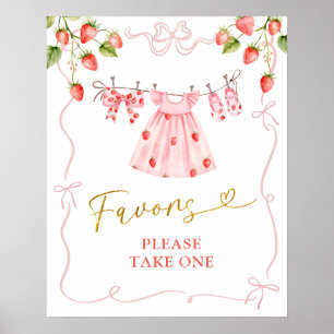 Roupas de Bebê Pink Coquette Morango Favor Poster