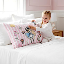 Roupas de cama listradas de rosa da fofa Alice no 