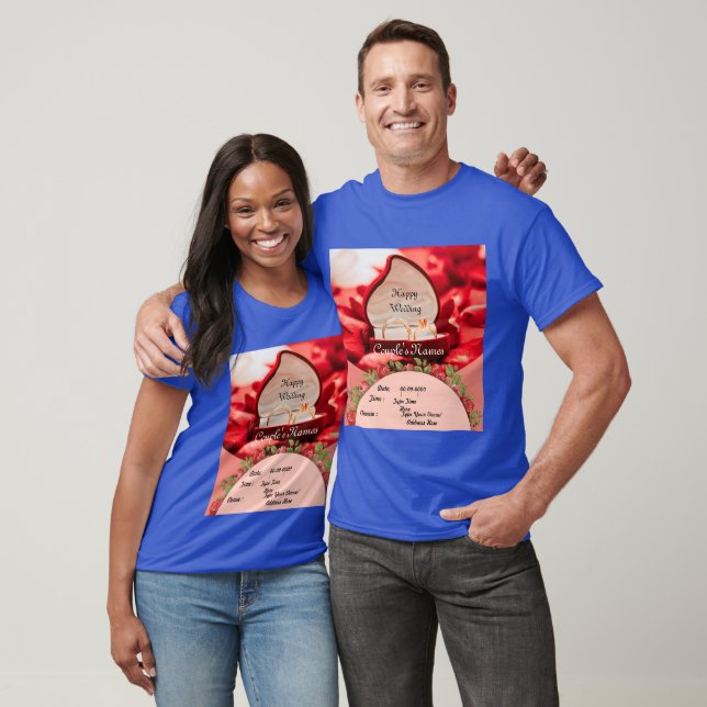 Roupas de Casamento Imagem de Texto Casal Camiseta (Unissex)