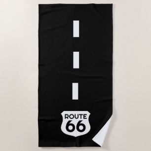 Route 66, placa de estrada, toalha de praia engraç