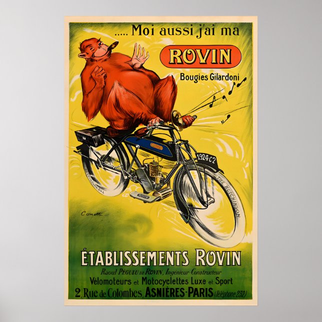Rovin - Impressões de Poster de Motocicleta Vintag (Frente)