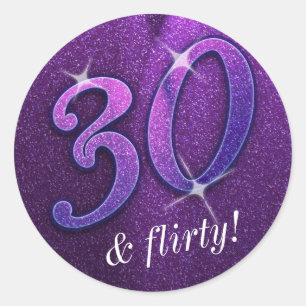 Roxo 30 e etiquetas Flirty do aniversário