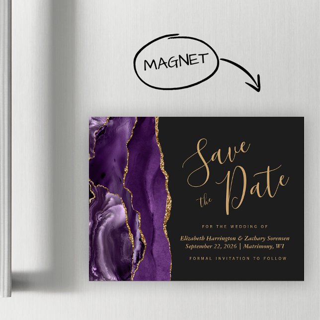 Roxo Ágata Dourada Magnética Salve a Data (Criador carregado)