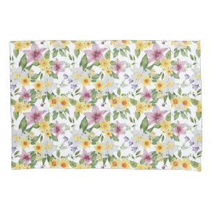 Roxo Amarelo Branco Verde Floral Elegante