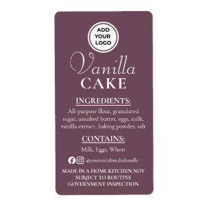 Roxo Ameixa Baunilha  Etiqueta de Ingredientes da 