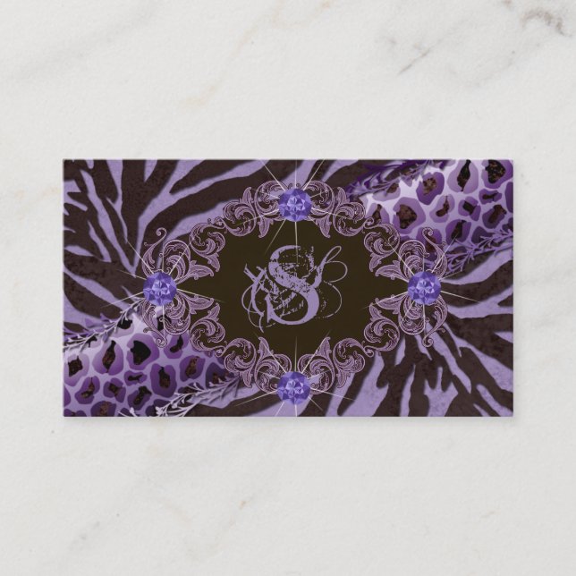 Roxo animal do leopardo da zebra dos cartões de (Frente)