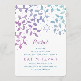 Roxo + Árvore Teal de Vida Bat Mitzvah Convites