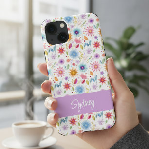 Roxo Azul Rosa Boho Flor de Campo Personalizado