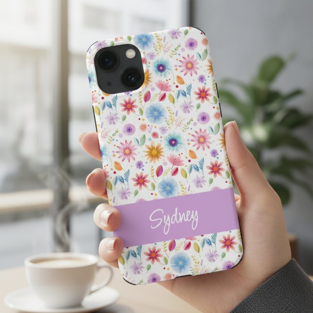 Roxo Azul Rosa Boho Flor de Campo Personalizado  (Criador carregado)