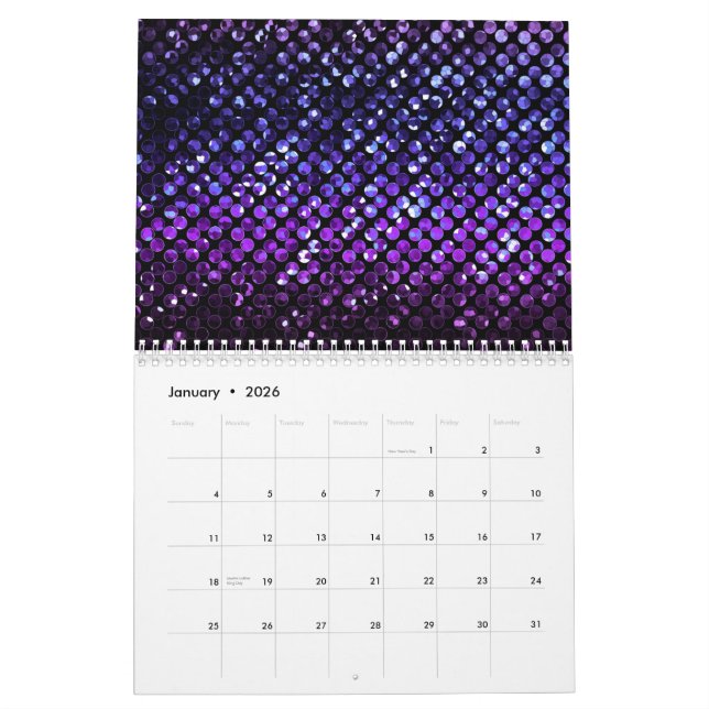 Roxo Bling de cristal Strass do calendário 2015 (Jan 2026)